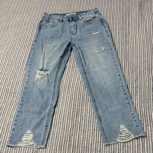 Women's Blue Straight Cropped Jeans